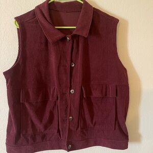 Source Unknown Burgundy Corduroy Vest